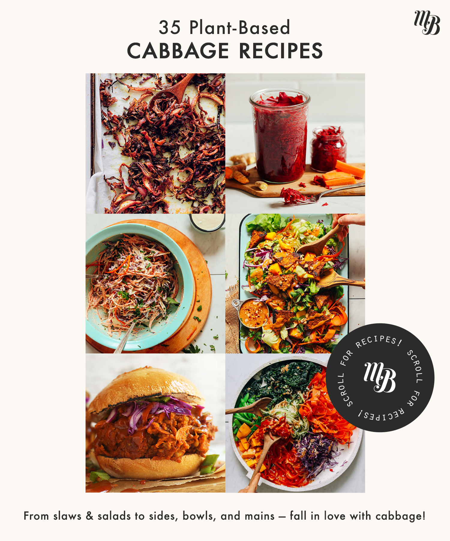Roasted cabbage, sauerkraut, coleslaw, salad, and other cabbage recipes