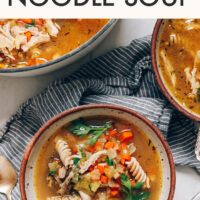 Bowl of easy 1-pot chicken noodle soup