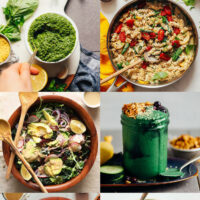 Assortment of recipes using green vegetables
