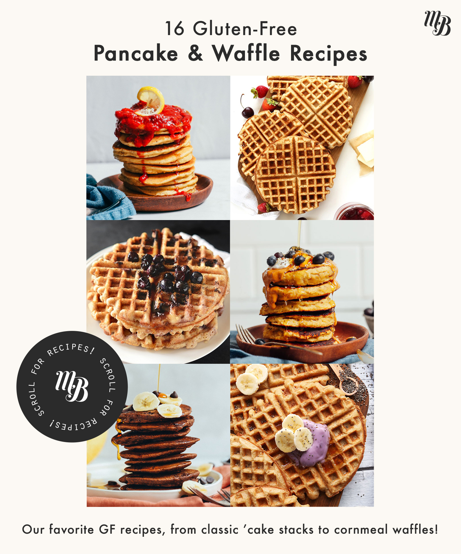 Assortment of gluten-free pancake and waffle recipes