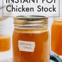 Jar of easy instant pot chicken stock