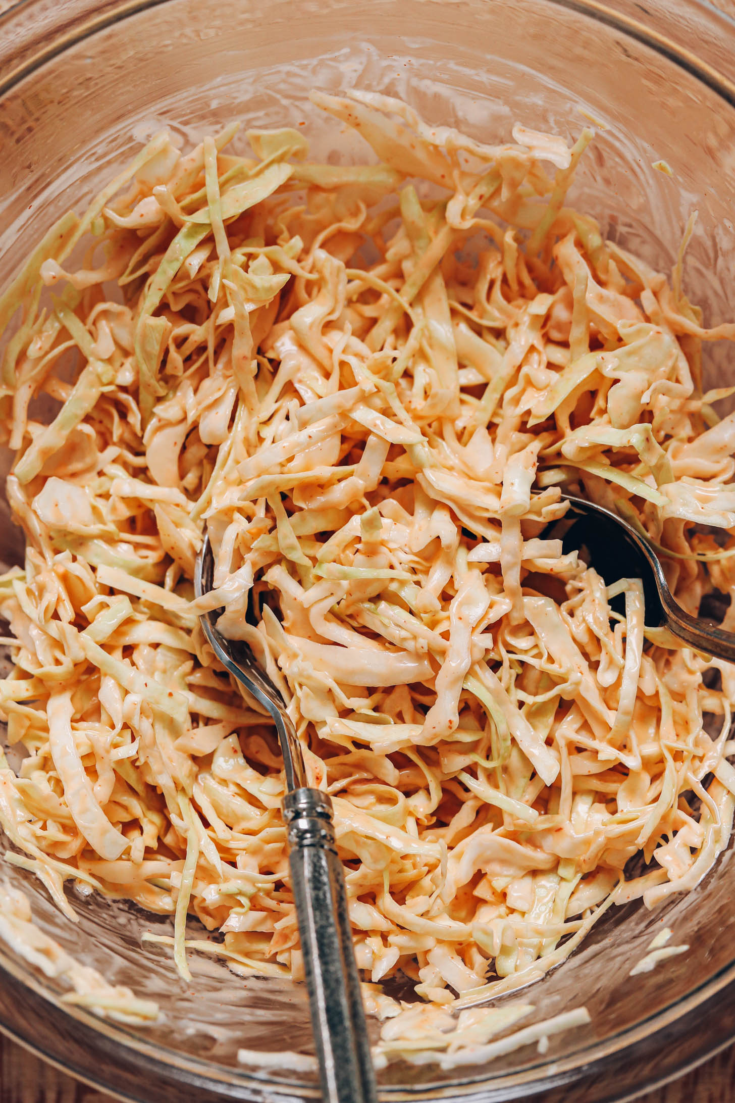 Bowl of sweet and spicy cabbage slaw