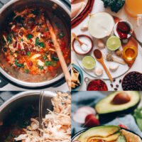 Photos of the process of making our easy chicken tortilla soup recipe in the Instant Pot