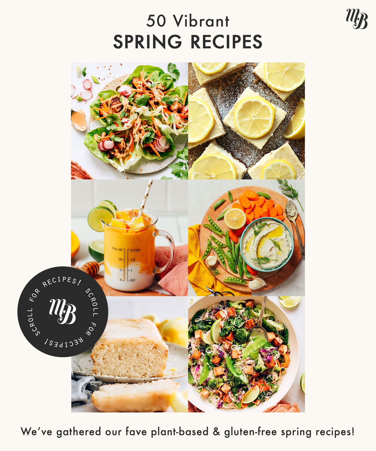 Assortment of plant-based and gluten-free recipes for spring