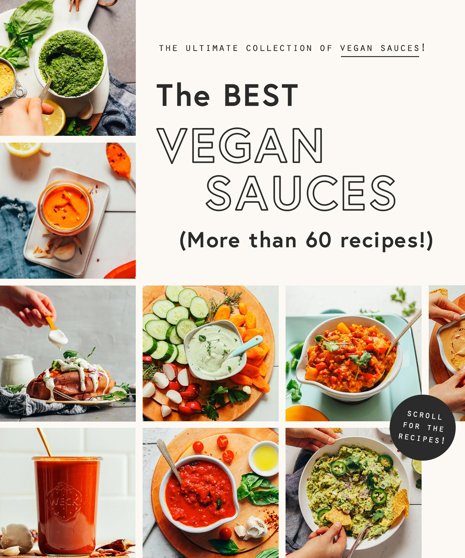 Collection of the best vegan sauces for bowls, dipping, and more