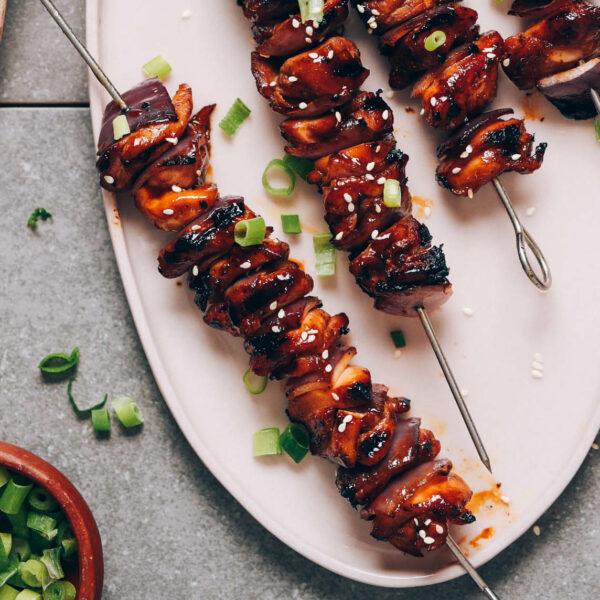 Grilled Teriyaki Chicken Skewers (Quick Marinating!) - Minimalist Baker