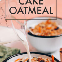 Bowl of vegan and gluten-free instant pot-friendly carrot cake oatmeal with milk being poured into it
