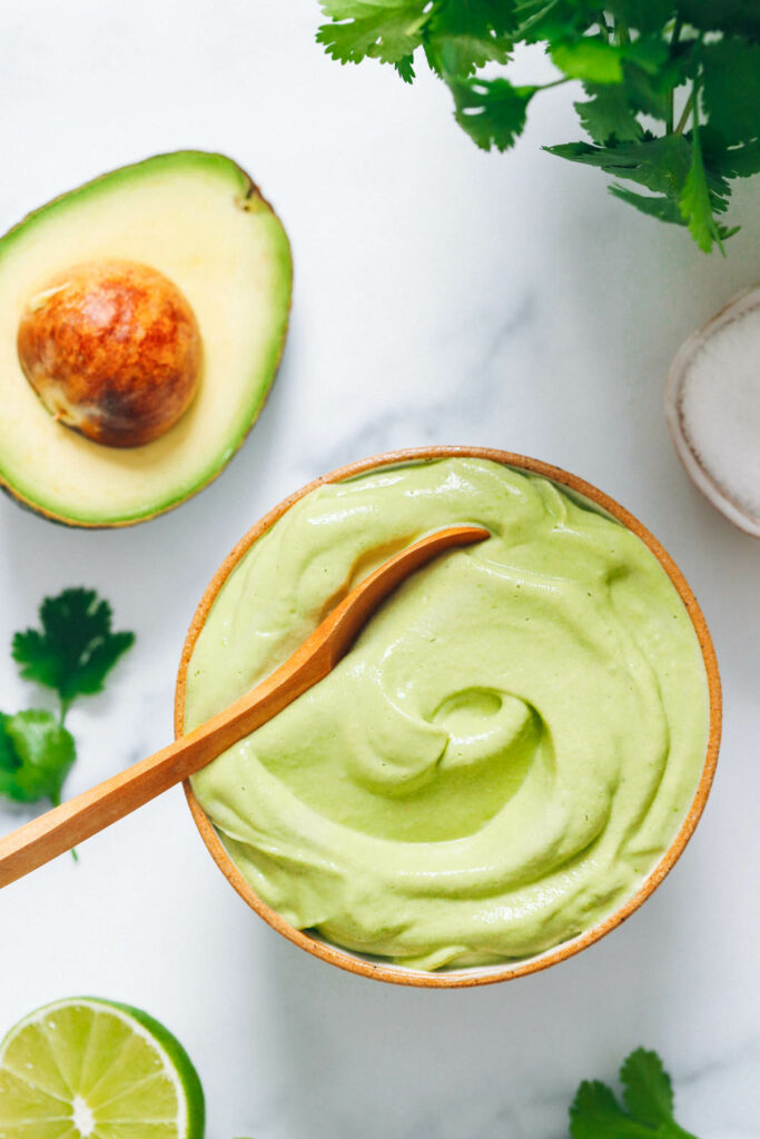 Easy Vegan Avocado Crema Foodies Library   RICH Vegan Avocado Crema 25 Minutes 6 Ingredients PERFECT For Tacos And Enchiladas Minimalistbaker Recipe Plantbased Avocado 4 683x1024 