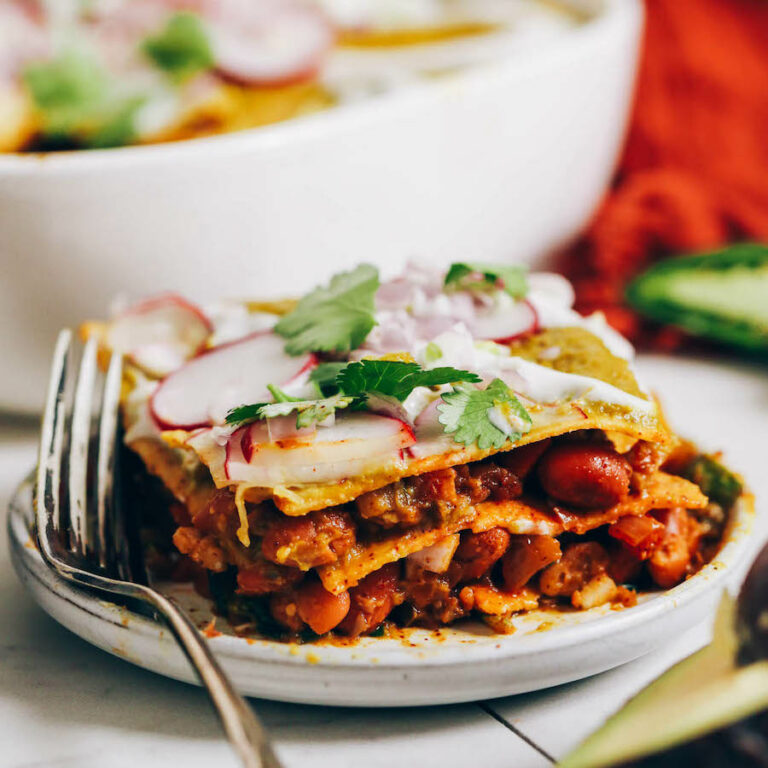 Pinto Bean & Veggie Green Enchilada Bake Minimalist Baker Recipes