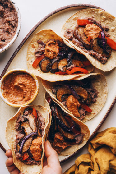 Portobello Fajita Tacos With Chipotle Pecan Pesto - Minimalist Baker