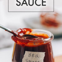Jar of vegan and gluten-free 15-minute bbq sauce