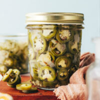 Jar of quick pickled jalapenos