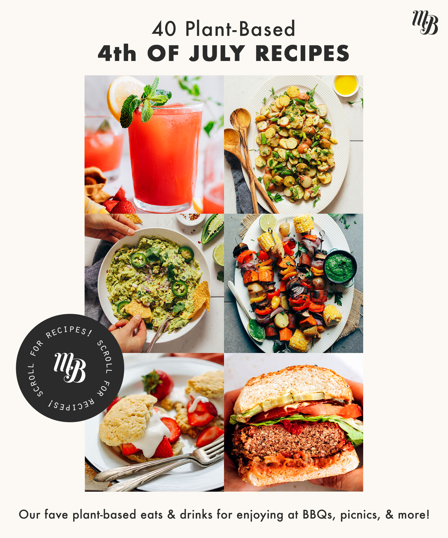 Assortment of vegan 4th of July recipes