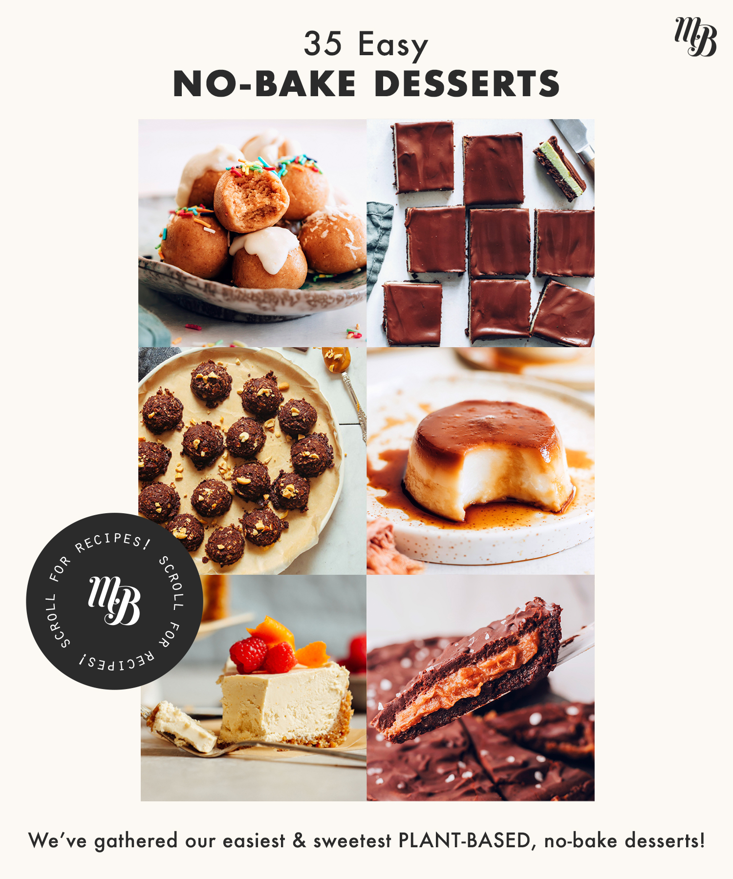 Assortment of easy no-bake vegan desserts