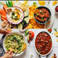 Assortment of easy plant-based dip recipes