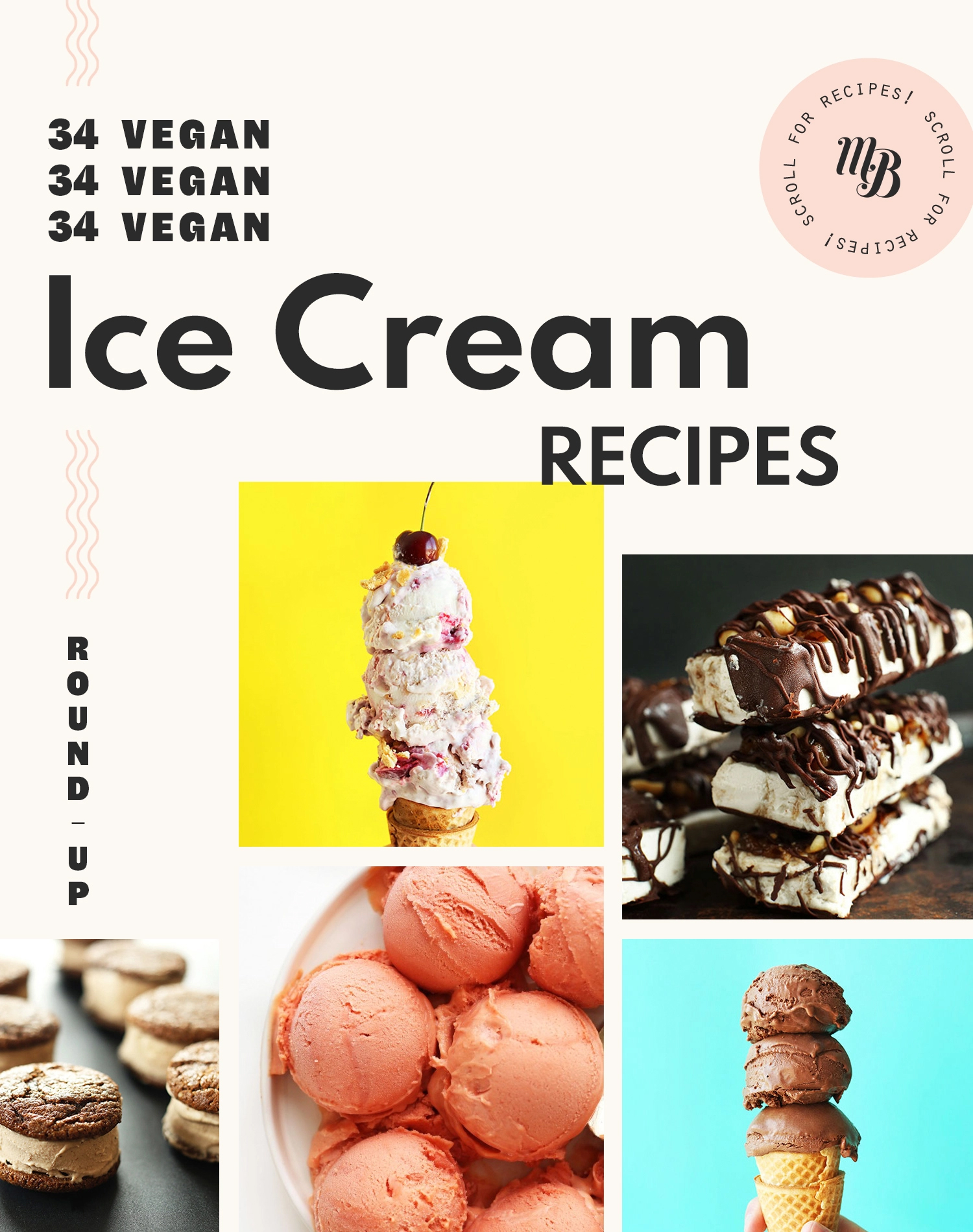 Assortment of vegan ice cream recipes