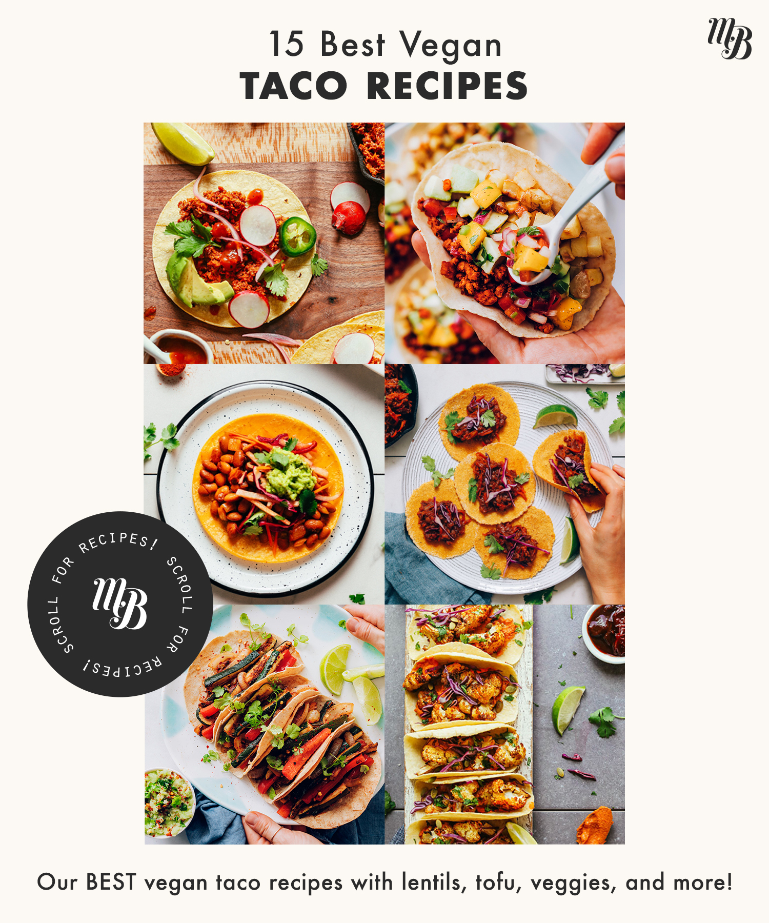 Assortment of vegan taco recipes