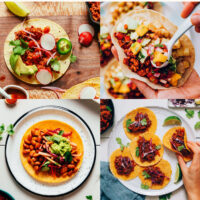 15 BEST Vegan Taco recipes written above an assortment of photos of taco recipes