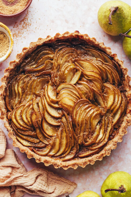Gorgeous ginger pear tart in a gluten-free crust