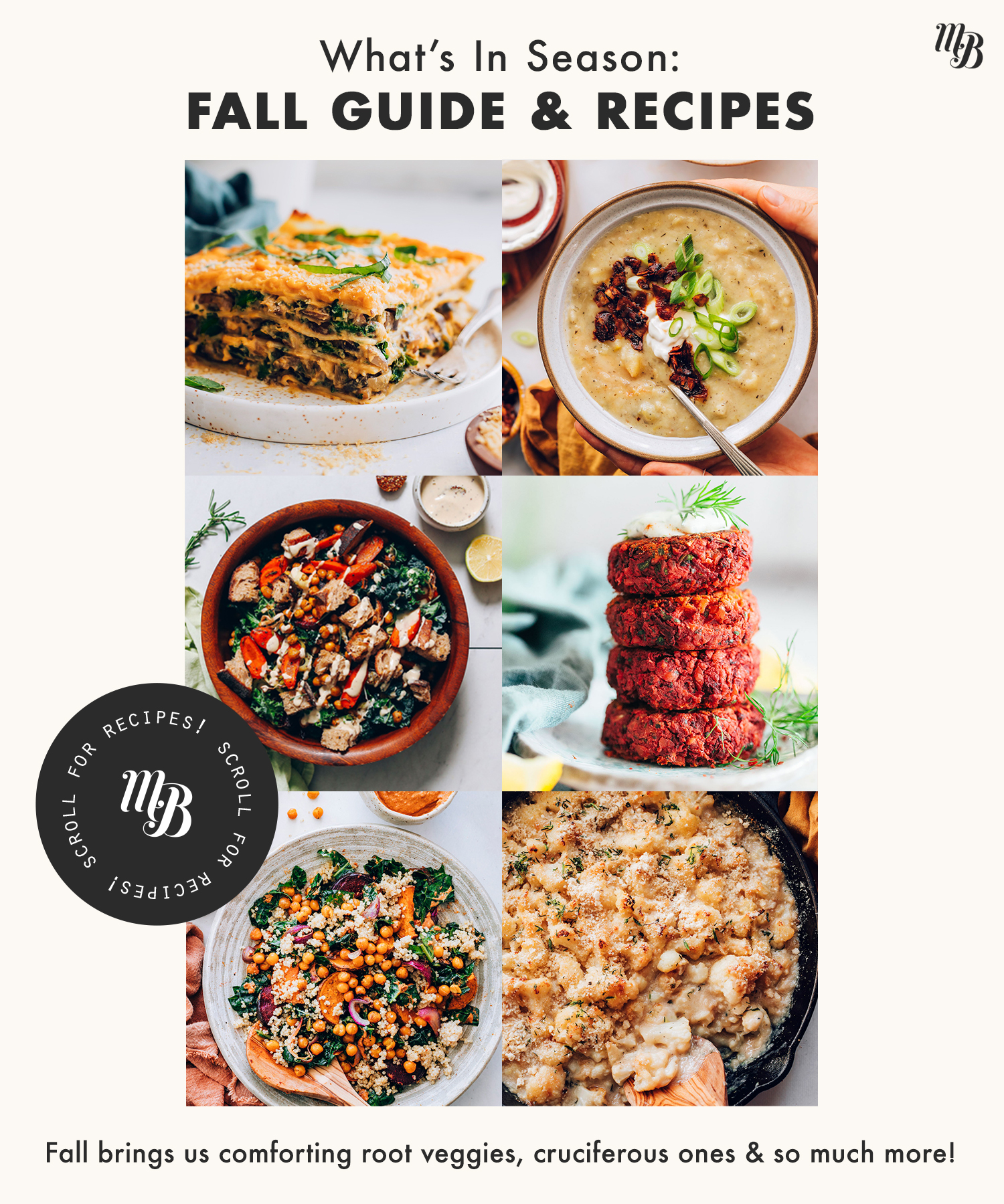 Assortment of fall recipes to showcase what produce is in season in fall