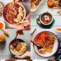 Assortment of photos of cozy oat recipes for fall