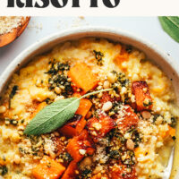 Bowl of butternut squash risotto