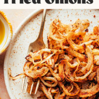 Plate of easy gluten free fried onions