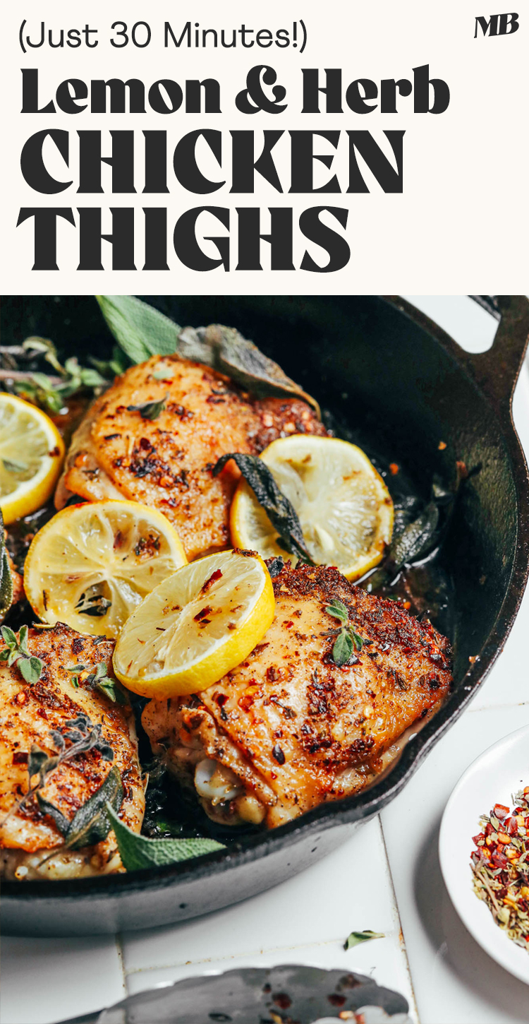 Lemon & Herb Roasted Chicken Thighs - Minimalist Baker Recipes