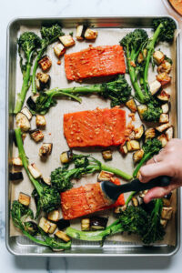 Miso-Glazed Salmon & Veggie Sheet Pan Dinner - Minimalist Baker