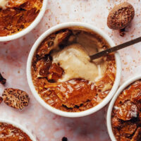 Ramekins of vegan creme brulee with chai spices