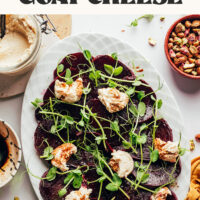 Image of beet salad with vegan goat cheese