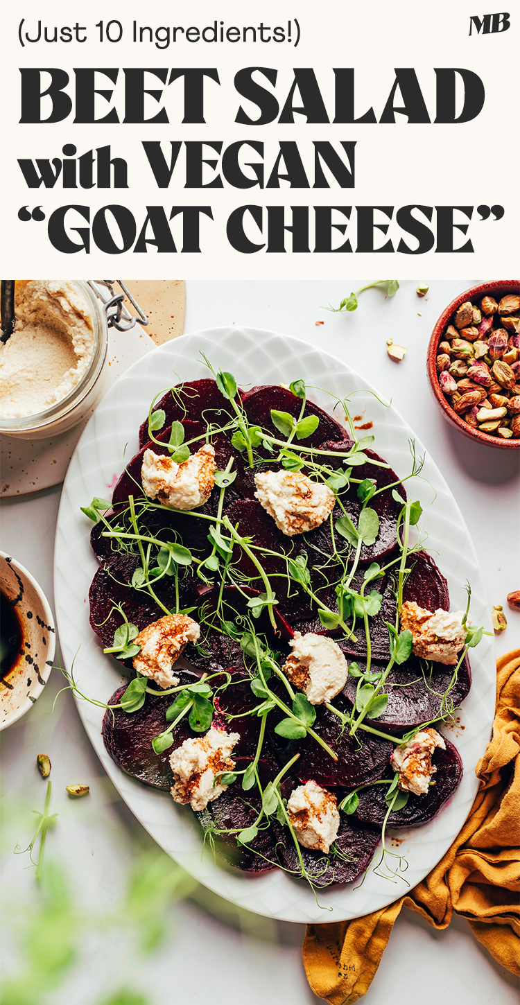 Roasted Beet Salad With Vegan "Goat Cheese" - Minimalist Baker