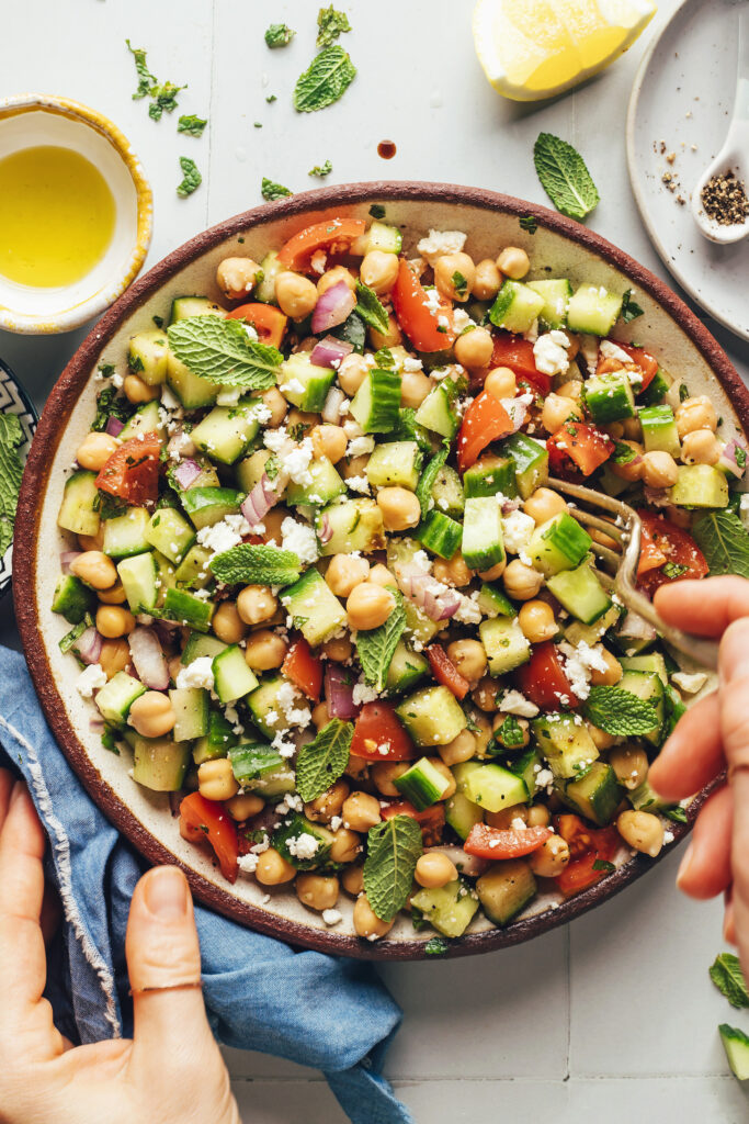 Mediterranean Cucumber Chickpea Salad Minimalist Baker