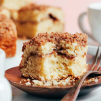 Plate with a slice of gluten-free coffee cake