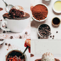 Photos of the process of making our vegan gluten-free chocolate mug cake recipe