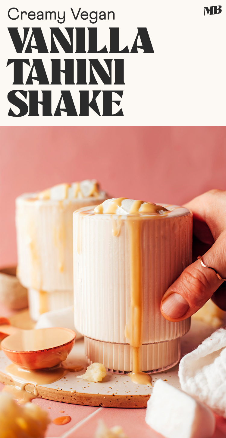 Image of creamy vegan vanilla tahini shake