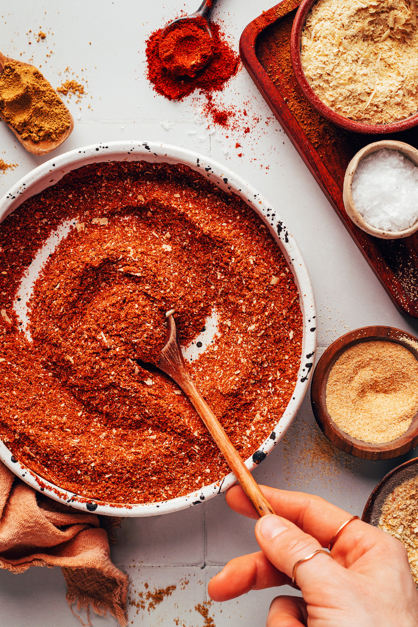 Stirring together spices to make homemade taco seasoning