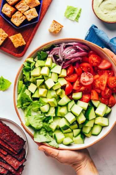 Vegan BLT Salad with Avocado & Tempeh Bacon - Minimalist Baker