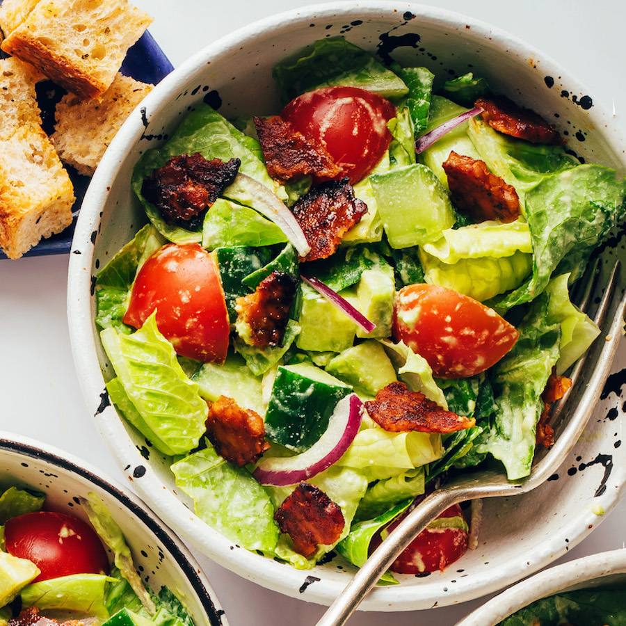 Vegan BLT Salad with Avocado & Tempeh Bacon - Minimalist Baker