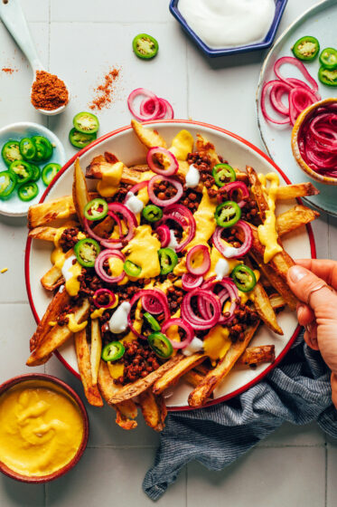 Vegan Chili Cheese Fries - Minimalist Baker Recipes