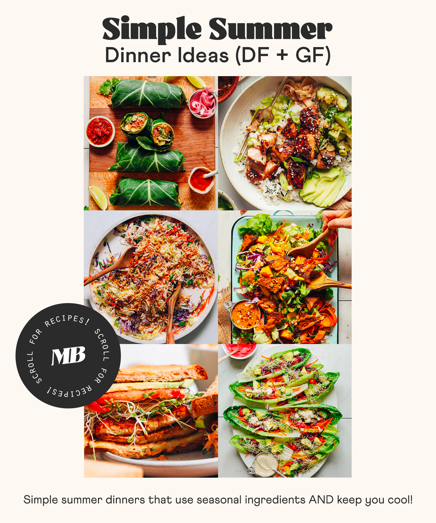 Photos of simple summer dinner ideas that are gluten-free and dairy-free