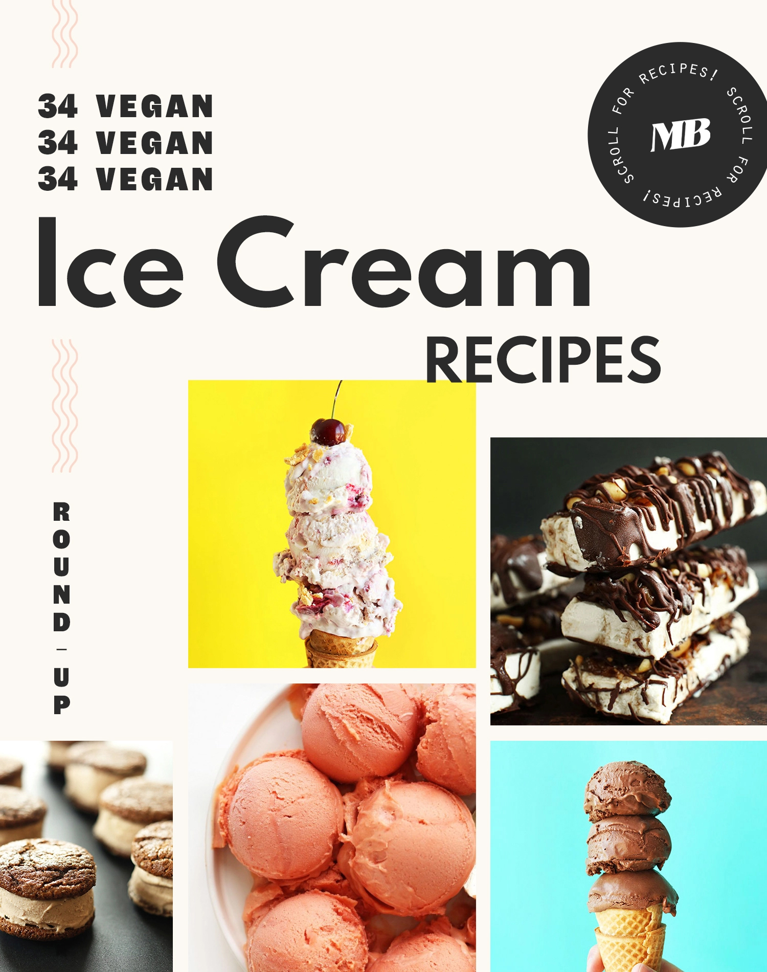 Assortment of vegan ice cream recipes