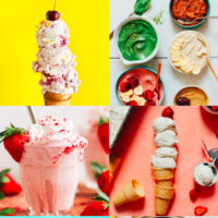 Assortment of vegan ice cream recipes including no-churn options