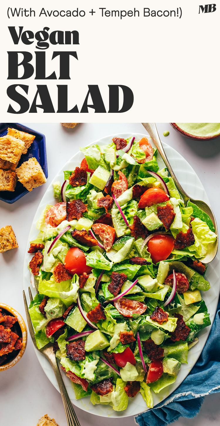 Vegan BLT Salad With Avocado & Tempeh Bacon - Minimalist Baker