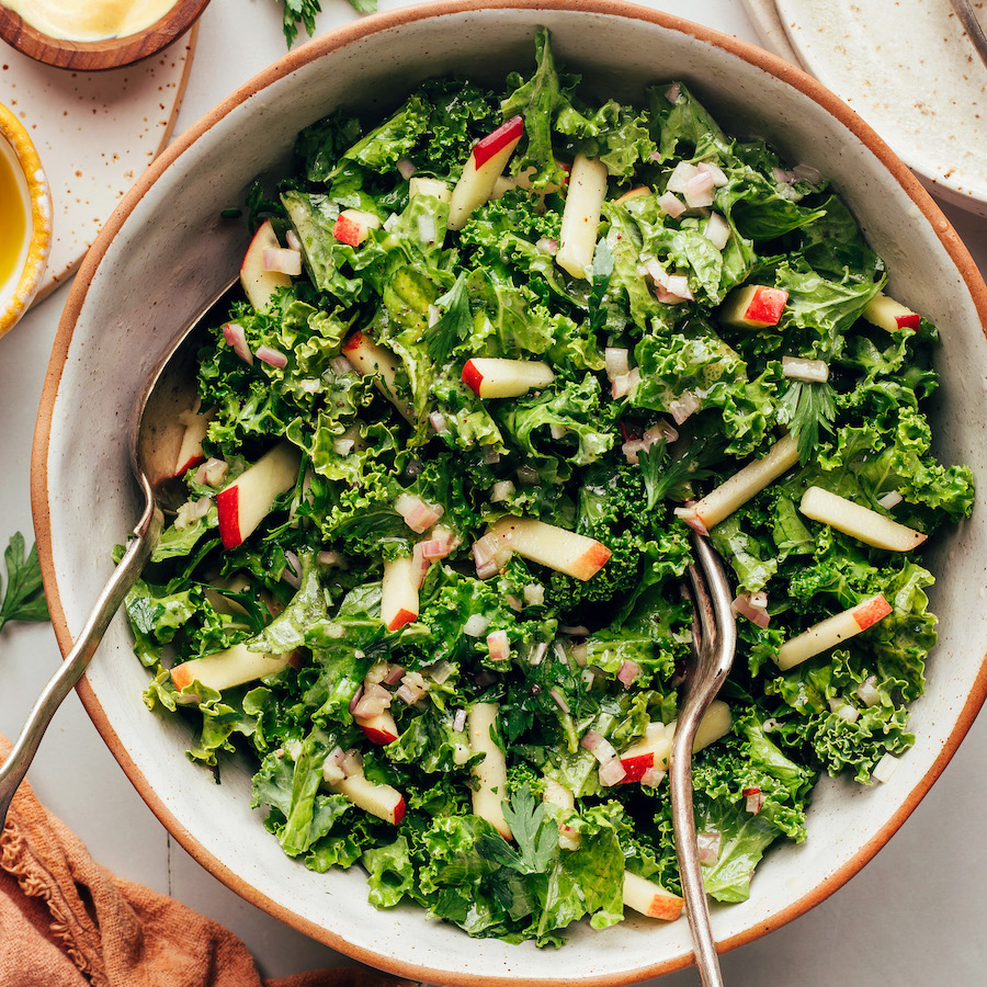 Kale Apple Slaw with Dijon Vinaigrette - Minimalist Baker Recipes