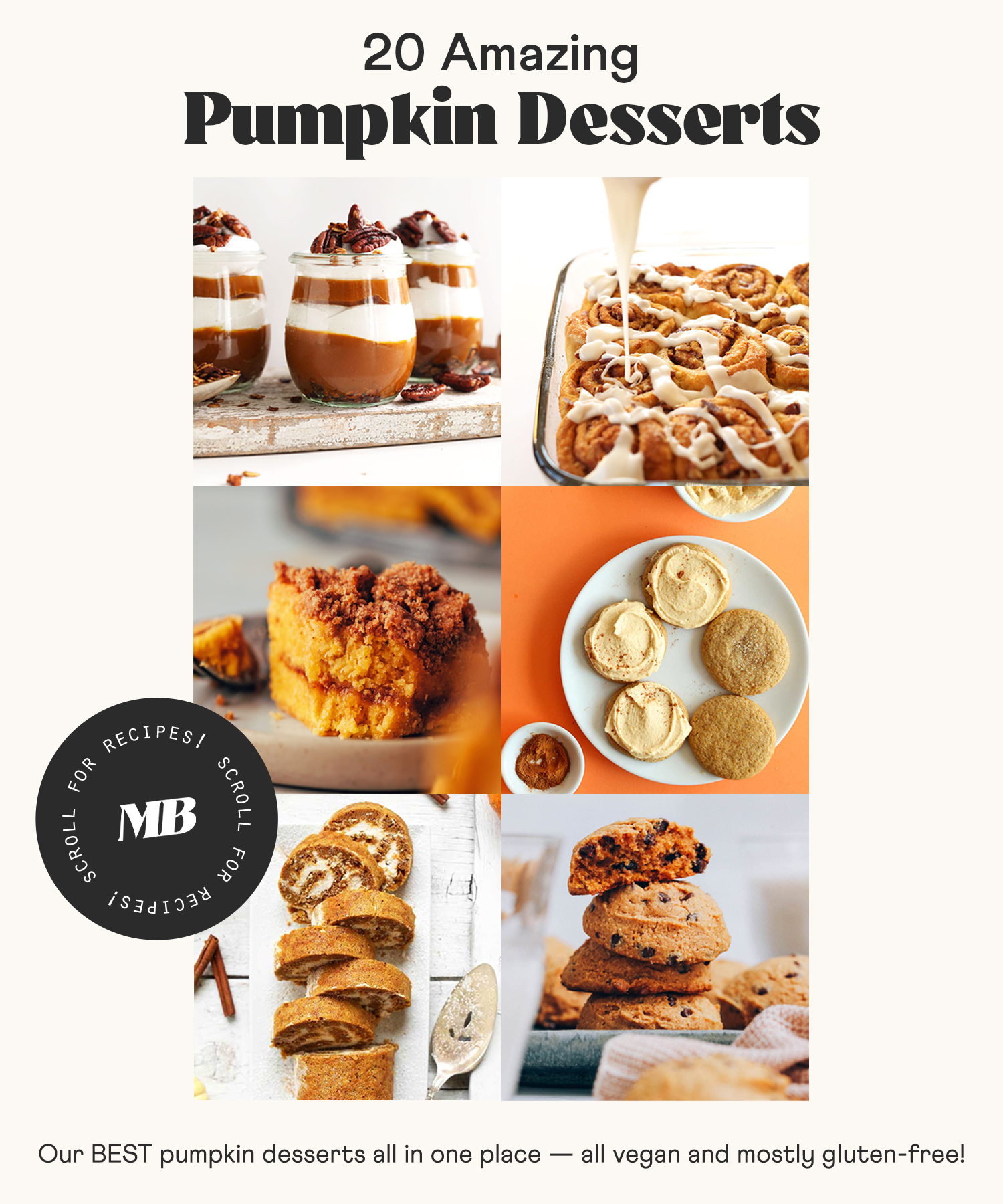Assortment of vegan and mostly gluten-free pumpkin desserts