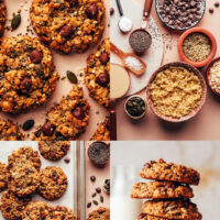 Photos of our seedy quinoa breakfast cookies and ingredients used to make them