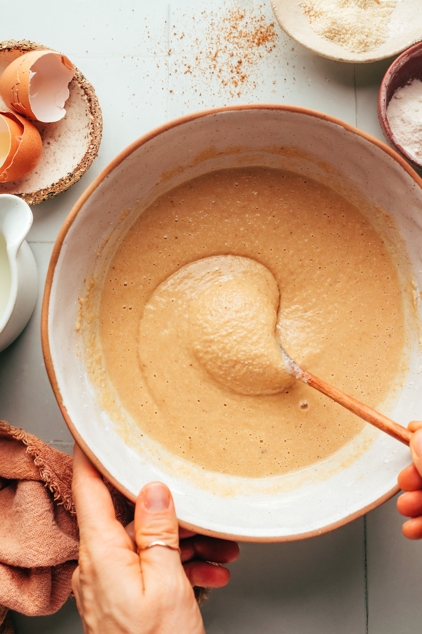 Stirring gluten-free pancake batter
