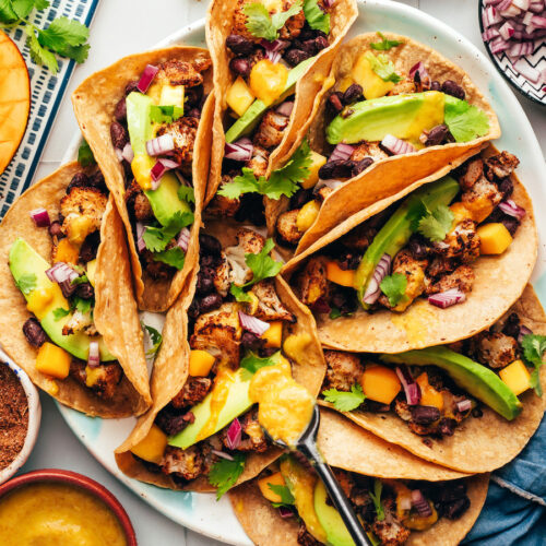 Jerk Cauliflower Tacos with Mango Hot Sauce - Minimalist Baker Recipes