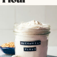 Jar of homemade buckwheat flour